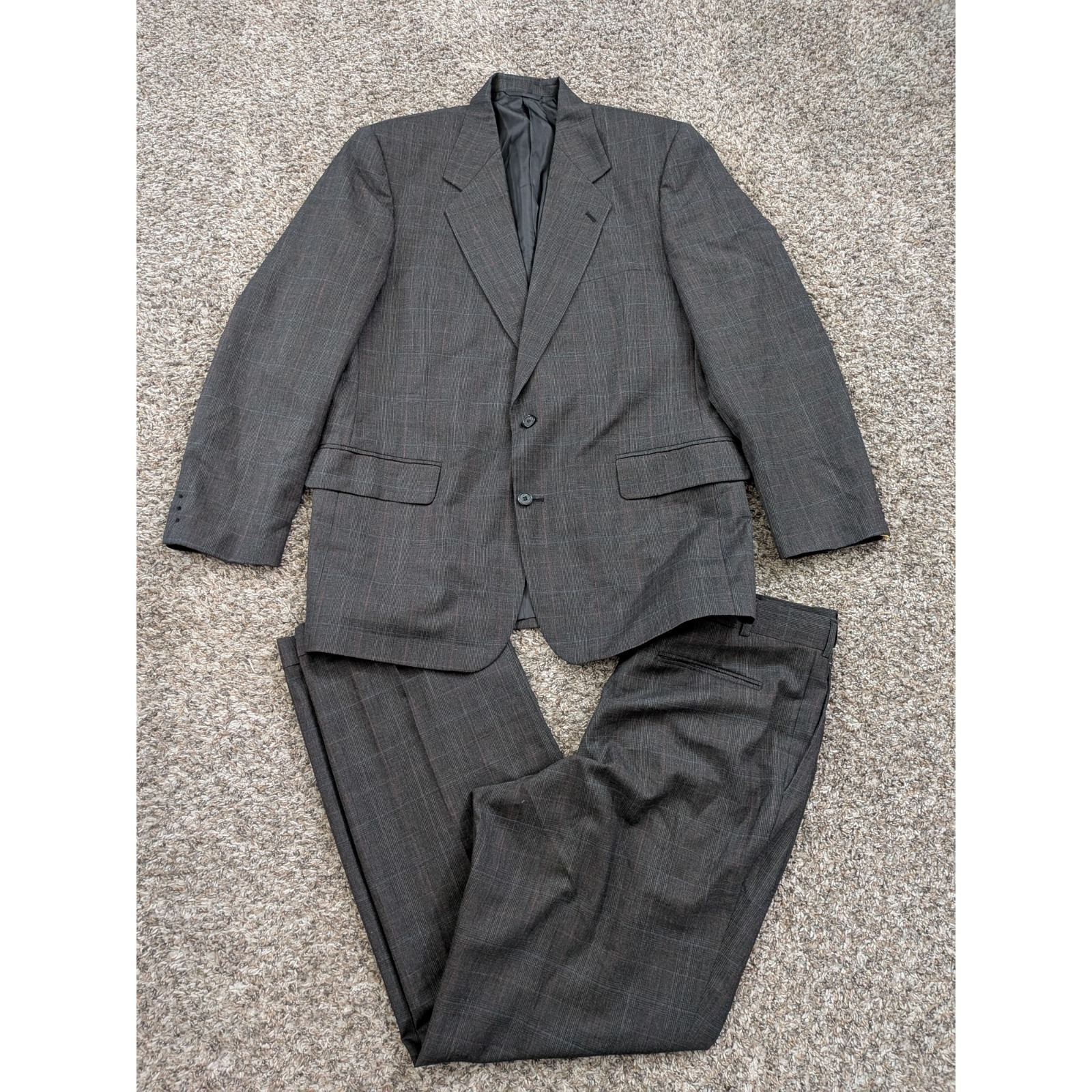 Foreman Clark Suit - Dark Patterned Gray, 44l Jacket, 35x33 Pant Men's 2-Piece